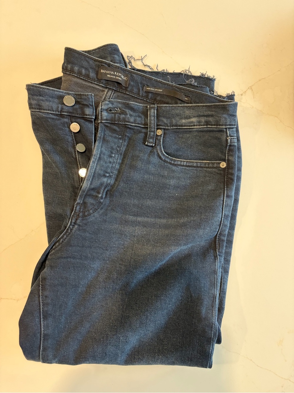 Banana Republic Dark Blue High-Rise Button-Fly Jeans